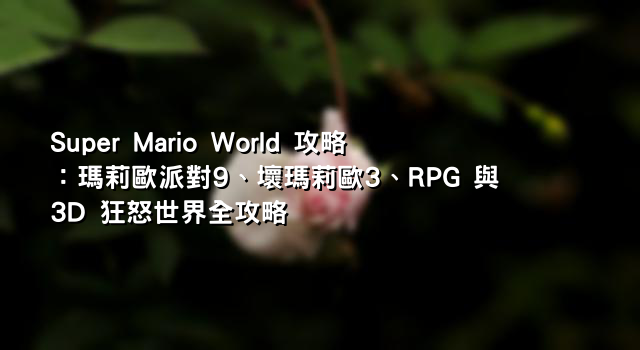 Super Mario World 攻略：瑪莉歐派對9、壞瑪莉歐3、RPG 與 3D 狂怒世界全攻略